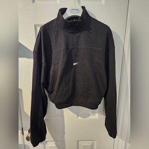 Reebok Women's Zip Up Black Crop Sweater